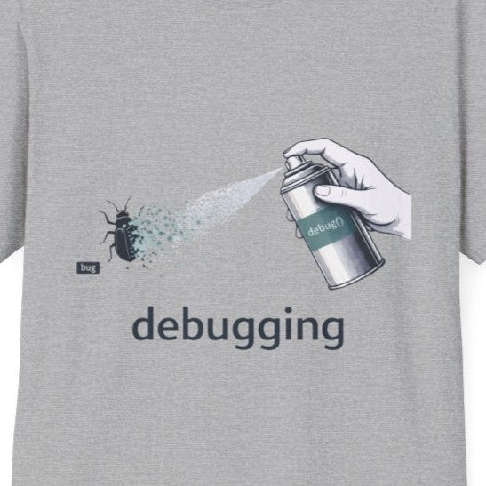 Close-up of the Debugging spray can and bug artwork on Sport Grey