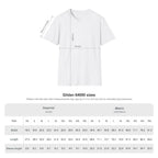 Gildan Softstyle 64000 T-shirt size chart in inches and centimeters